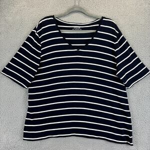 Chicos Ultimate Tee XL Beachy Nautical Preppy Coastal Classic Stripe Pima Cotton